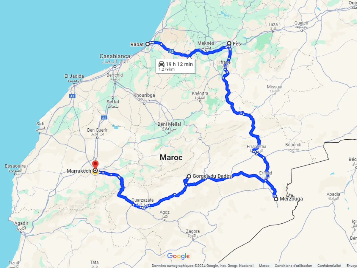 Morocco tour map